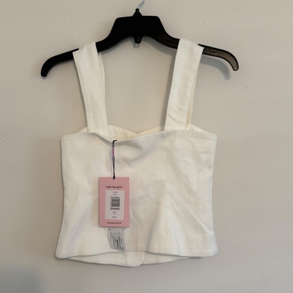 Avec Les Filles Womens White Denim Sweetheart Neckline Button Up Vest Top XS - Picture 4 of 12